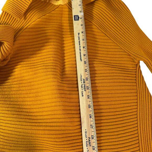 Bellamie Mustard Ribbed Knit Wrap Sweater Jacket M |  Asymmetrical cardigan - Picture 7 of 8